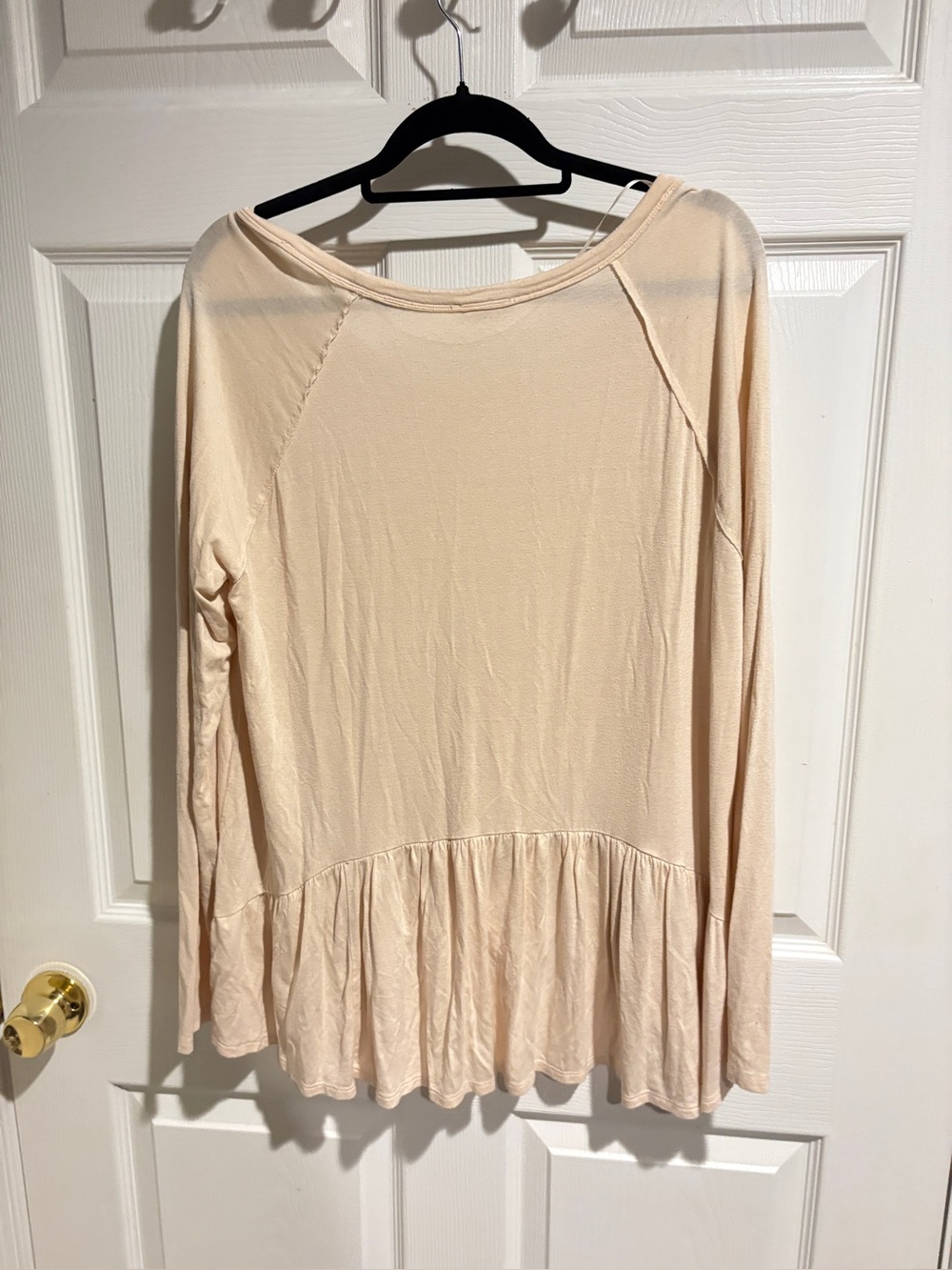 ODDY Cream Long Sleeve Peplum Top